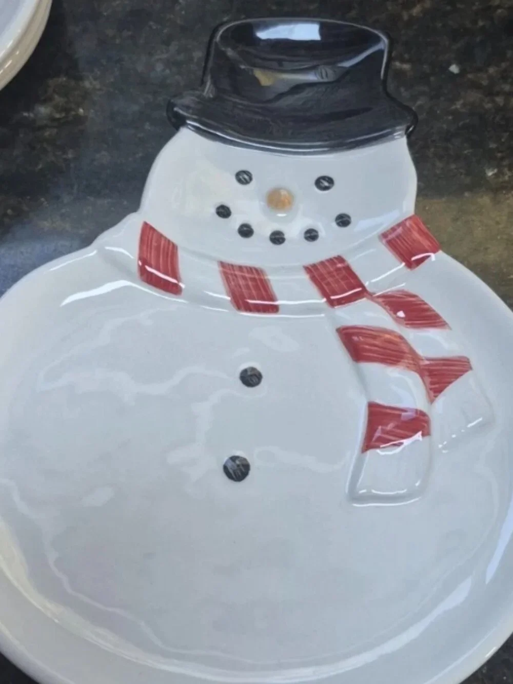 Set of 4 Williams Sonoma Holiday Snowman Plates New without Box Appetizer Snack